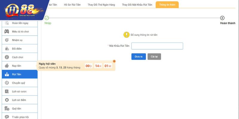 Hướng dẫn rút tiền nhận thưởng QH88 nhanh chóng