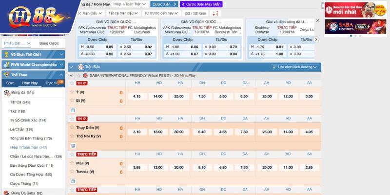 Nhiều kèo đặt cược phong phú với mức thưởng cao